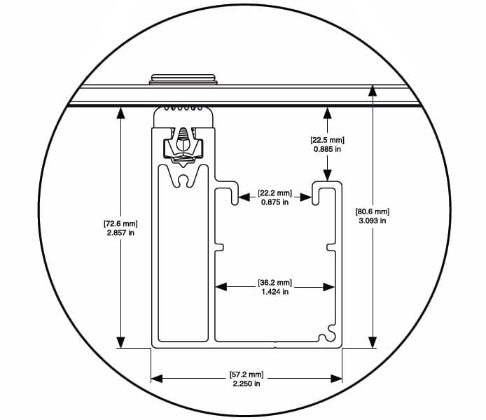 Squared profile for additional space for cables