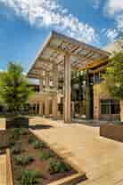 Solar Awning covers the entrance at Stanford Research Park.