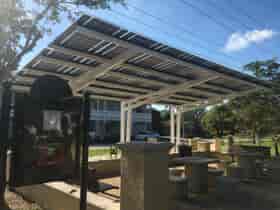 Solar Canopy Solarscape provides shade and solar power at Bailey Brothers Park. Florida.