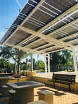 Solar Canopy Solarscape provides shade and solar power at Bailey Brothers Park. Florida.