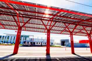 Solar Powered Canopy provides shade and clean energy on the train platform for the Metro Gold Line