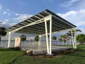 Solarscapes LSX Solar Module System provides shade and solar power for an FPL Project in Laishley Park Florida.