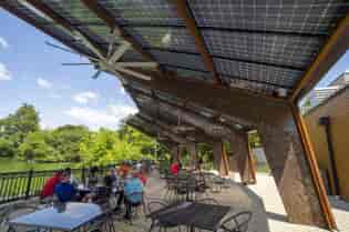 GSX Bifacial Solar Panel Canopy covers the eating area at the St Louis Zoo in Missouri.