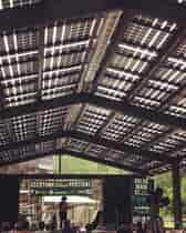 Solar Canopy structure provides shade and solar power for this Community Space