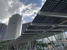 LSX Curved Solarscape Module System elevated above walkway.