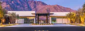 Nestled in Palm Springs, CA a dramatic entrance to the fabulous Miralon Club is built with Lumos Solar Panels