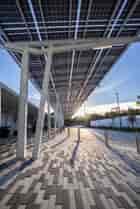 Beautiful underside view of Lumos LSX on "Dream Come True" Solar Canopy Drive Up Lane at Academy in South Florida